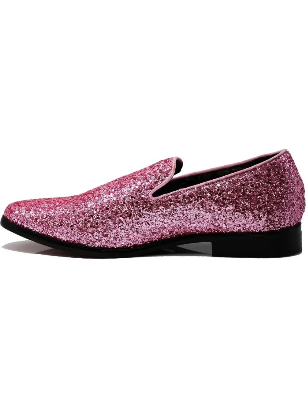 Men's Pink Vintage Glitter Loafers Slip On Tuxedo Dress Party Classic Shoes